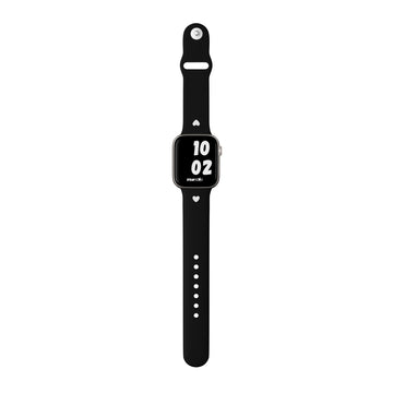 Black Handcrafted Apple Watch Band with White Heart Charm 1