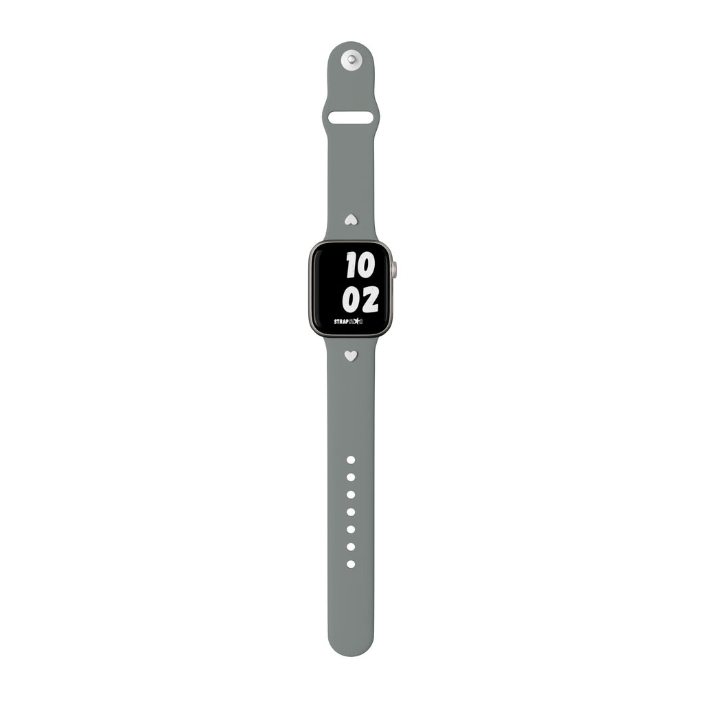 Grey Handcrafted Apple Watch Band with White Heart Charm 1