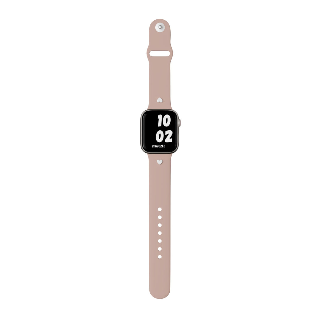 Pink Handcrafted Apple Watch Band with White Heart Charm 1