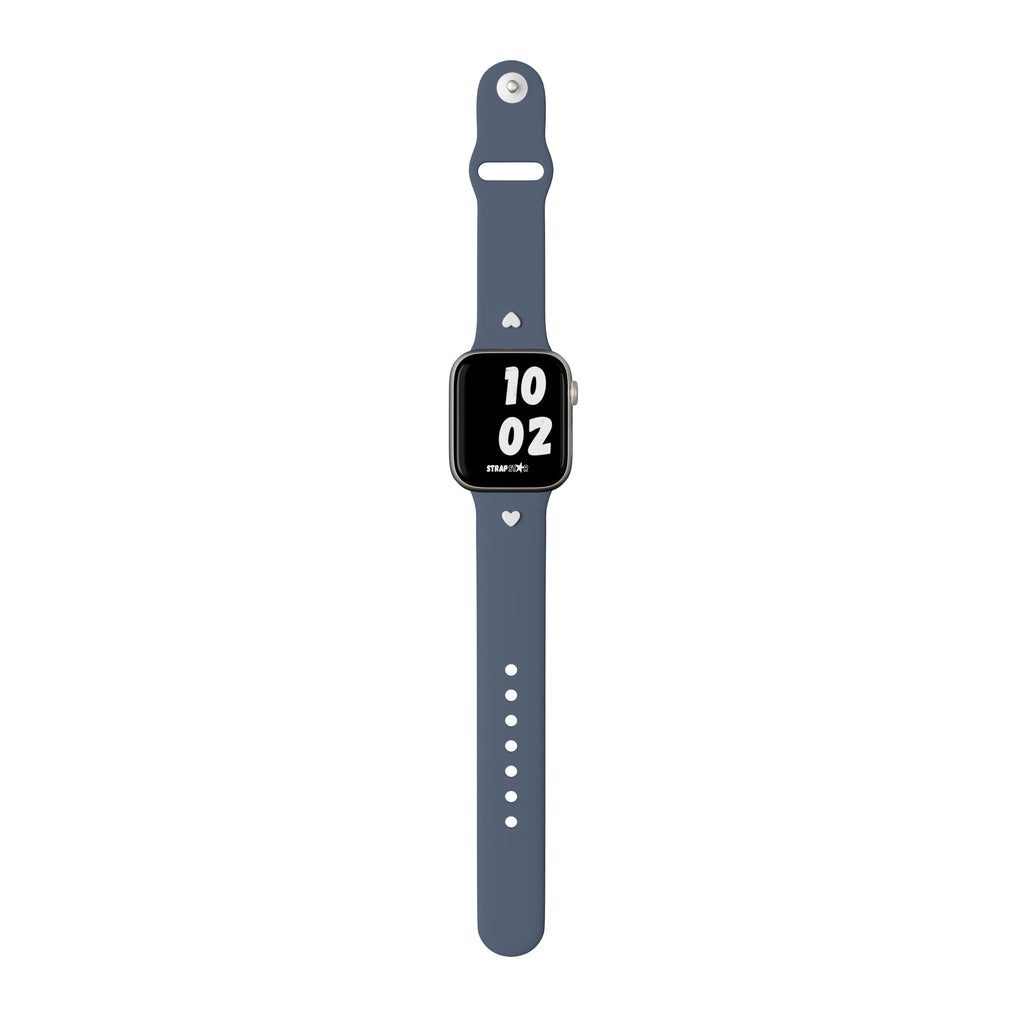 Purple Handcrafted Apple Watch Band with White Heart Charm 1