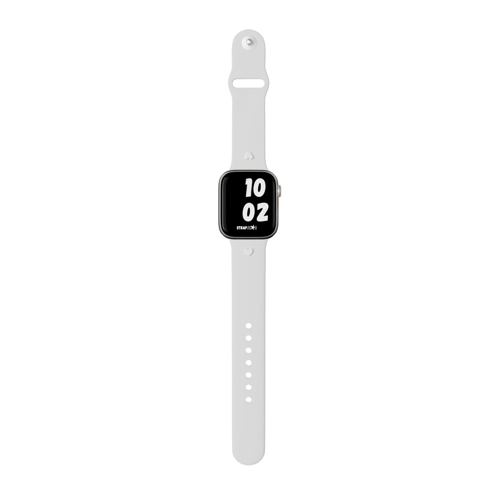 White Handcrafted Apple Watch Band with White Heart Charm 1