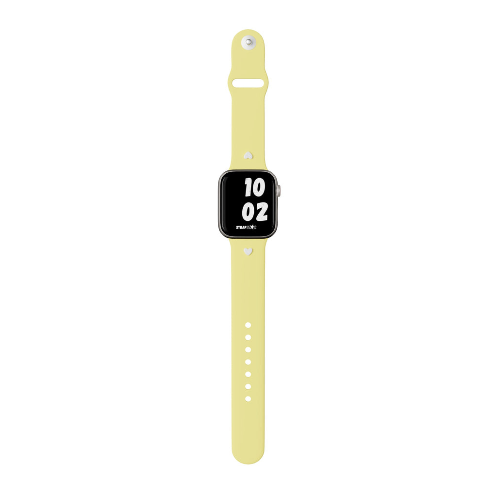 Yellow Handcrafted Apple Watch Band with White Heart Charm 1